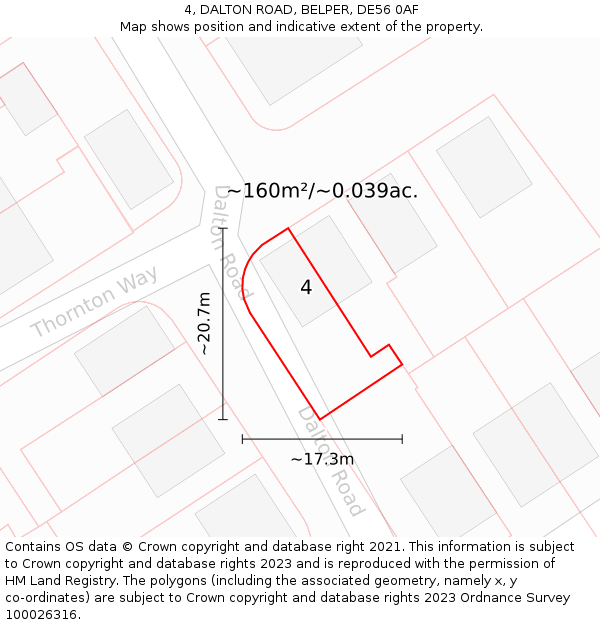4, DALTON ROAD, BELPER, DE56 0AF: Plot and title map