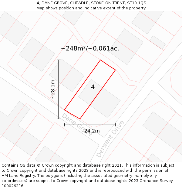 4, DANE GROVE, CHEADLE, STOKE-ON-TRENT, ST10 1QS: Plot and title map