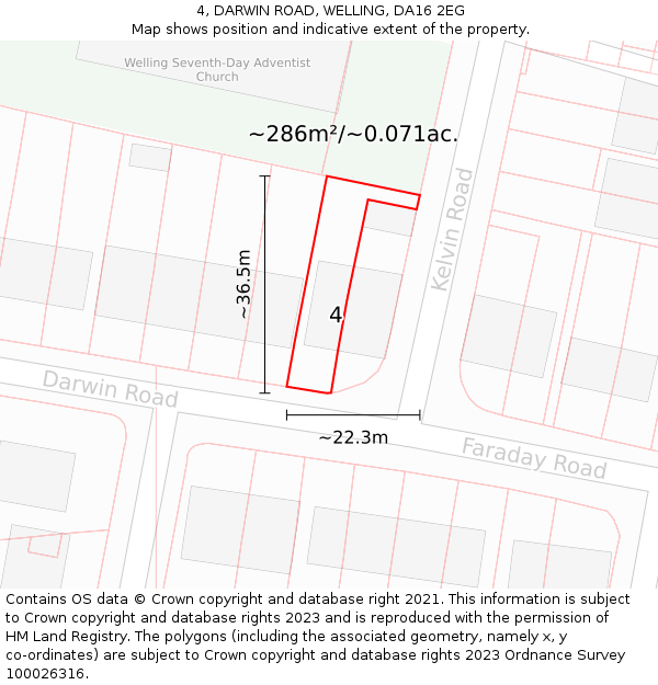 4, DARWIN ROAD, WELLING, DA16 2EG: Plot and title map