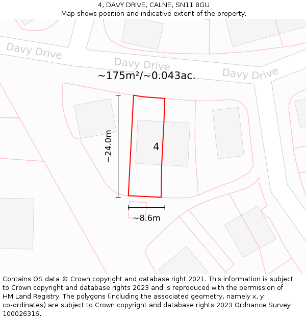 4, DAVY DRIVE, CALNE, SN11 8GU: Plot and title map