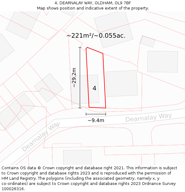 4, DEARNALAY WAY, OLDHAM, OL9 7BF: Plot and title map