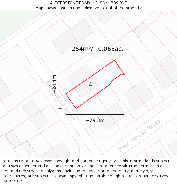 4, DEERSTONE ROAD, NELSON, BB9 9ND: Plot and title map