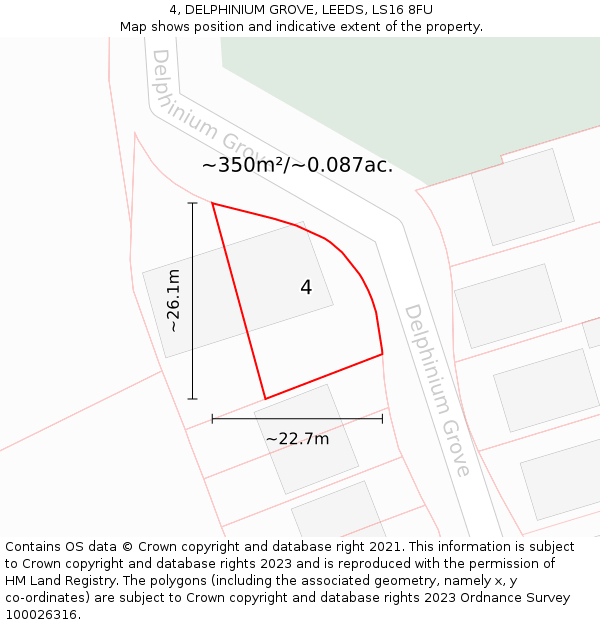 4, DELPHINIUM GROVE, LEEDS, LS16 8FU: Plot and title map