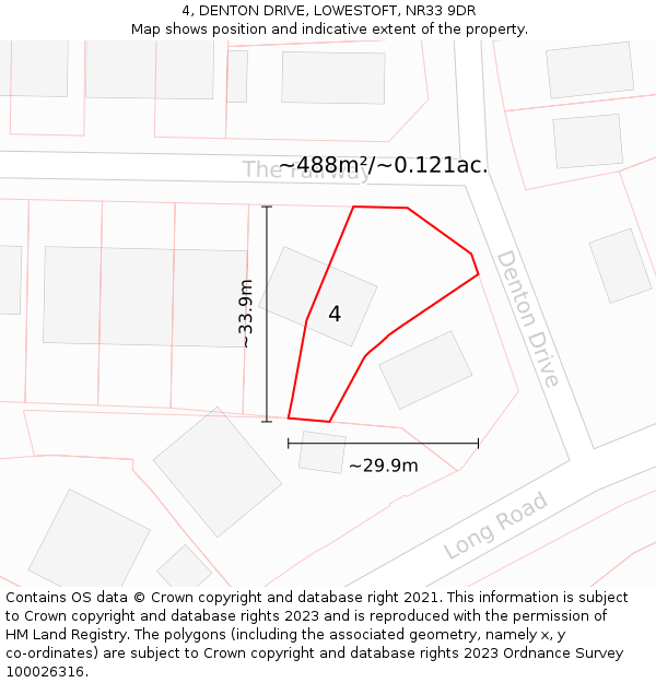 4, DENTON DRIVE, LOWESTOFT, NR33 9DR: Plot and title map