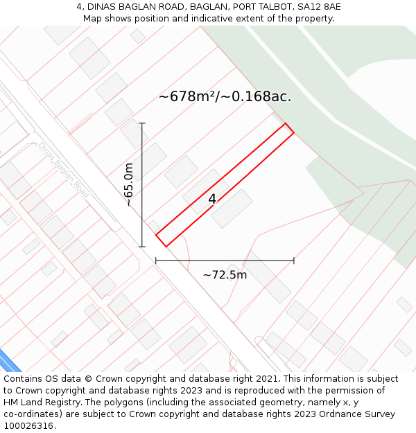 4, DINAS BAGLAN ROAD, BAGLAN, PORT TALBOT, SA12 8AE: Plot and title map
