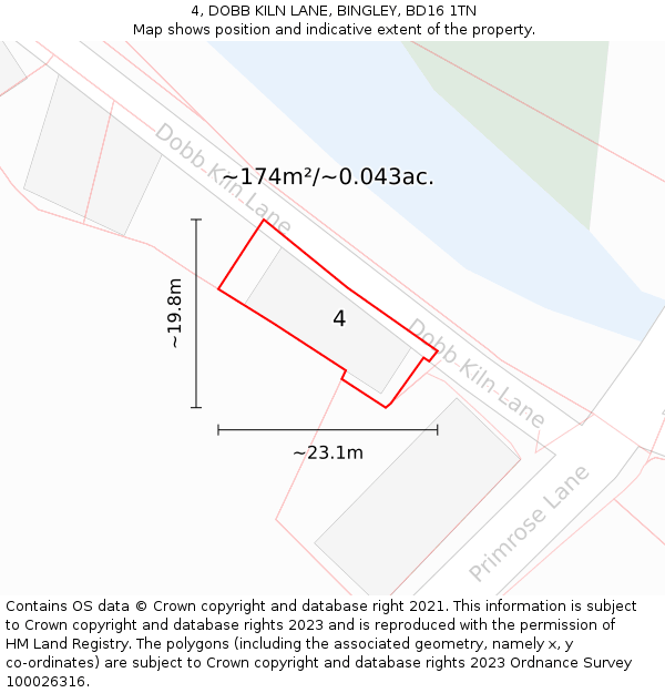 4, DOBB KILN LANE, BINGLEY, BD16 1TN: Plot and title map