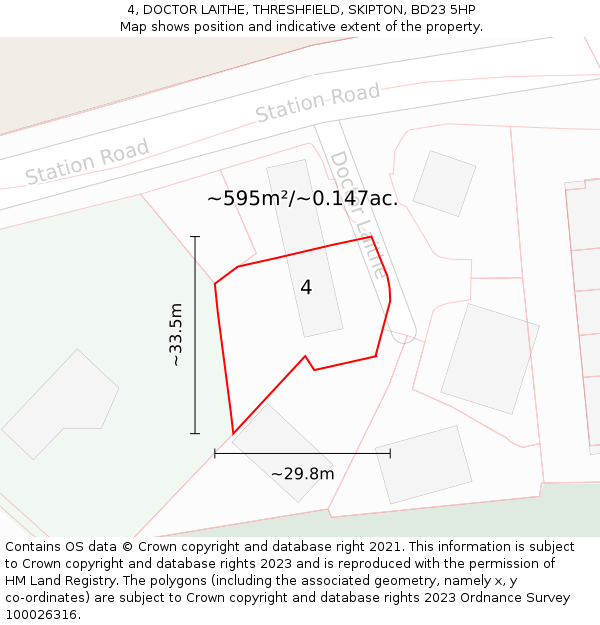 4, DOCTOR LAITHE, THRESHFIELD, SKIPTON, BD23 5HP: Plot and title map