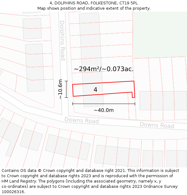 4, DOLPHINS ROAD, FOLKESTONE, CT19 5PL: Plot and title map