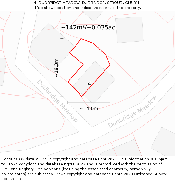 4, DUDBRIDGE MEADOW, DUDBRIDGE, STROUD, GL5 3NH: Plot and title map