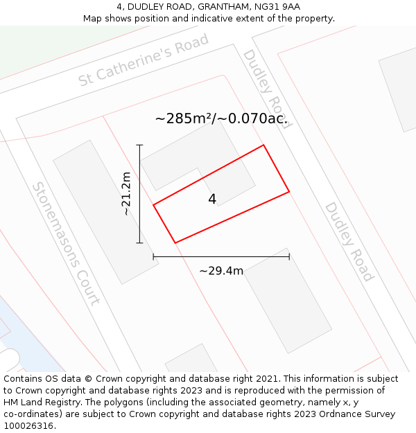 4, DUDLEY ROAD, GRANTHAM, NG31 9AA: Plot and title map