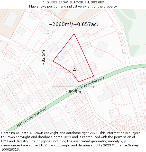 4, DUKES BROW, BLACKBURN, BB2 6EX: Plot and title map