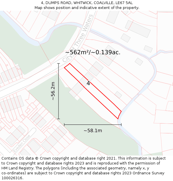 4, DUMPS ROAD, WHITWICK, COALVILLE, LE67 5AL: Plot and title map
