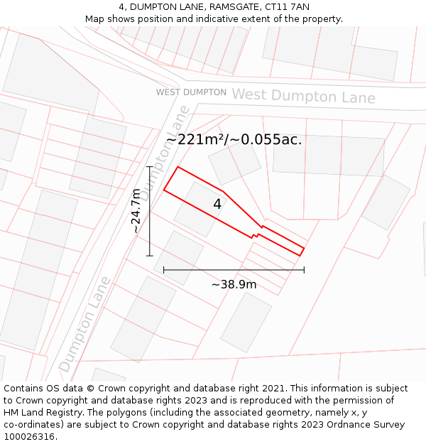 4, DUMPTON LANE, RAMSGATE, CT11 7AN: Plot and title map