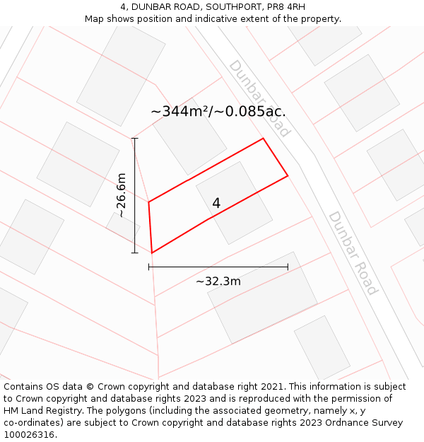 4, DUNBAR ROAD, SOUTHPORT, PR8 4RH: Plot and title map