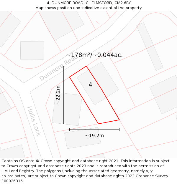 4, DUNMORE ROAD, CHELMSFORD, CM2 6RY: Plot and title map
