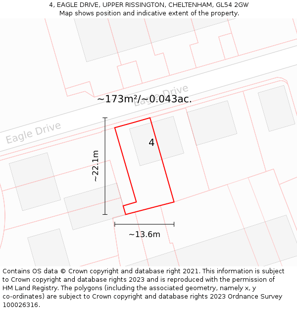 4, EAGLE DRIVE, UPPER RISSINGTON, CHELTENHAM, GL54 2GW: Plot and title map