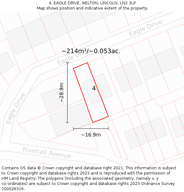 4, EAGLE DRIVE, WELTON, LINCOLN, LN2 3LP: Plot and title map