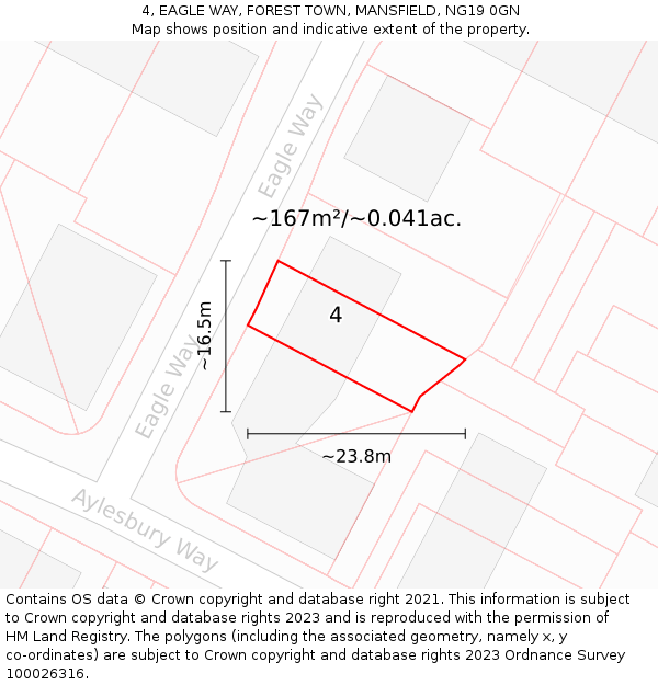 4, EAGLE WAY, FOREST TOWN, MANSFIELD, NG19 0GN: Plot and title map