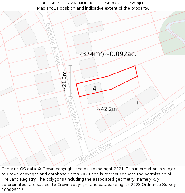 4, EARLSDON AVENUE, MIDDLESBROUGH, TS5 8JH: Plot and title map