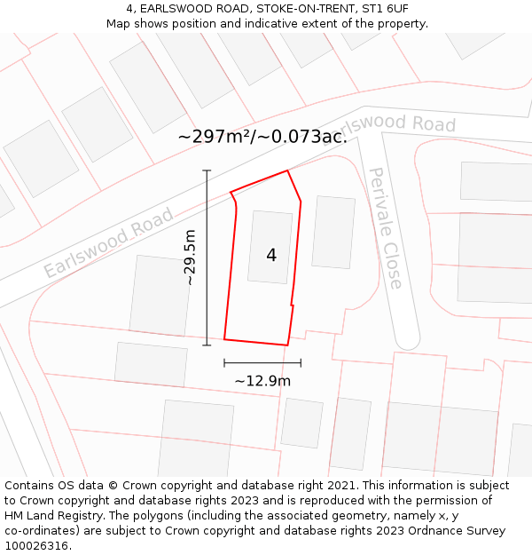 4, EARLSWOOD ROAD, STOKE-ON-TRENT, ST1 6UF: Plot and title map