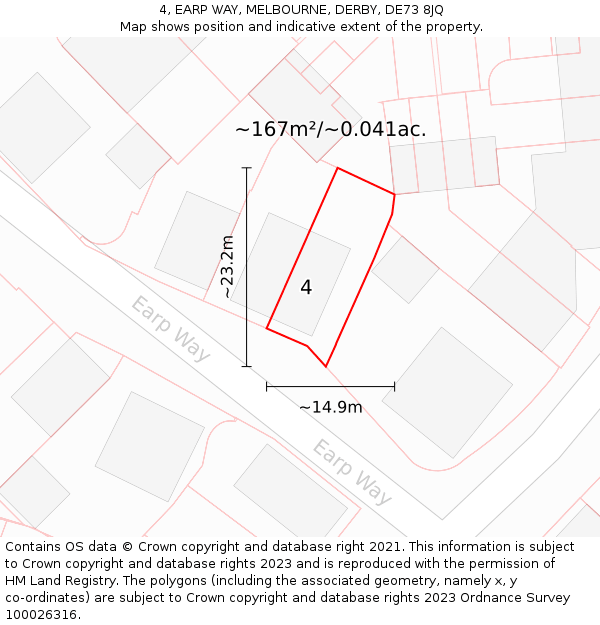 4, EARP WAY, MELBOURNE, DERBY, DE73 8JQ: Plot and title map