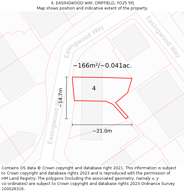 4, EASINGWOOD WAY, DRIFFIELD, YO25 5PJ: Plot and title map