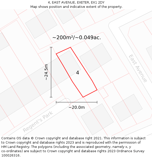 4, EAST AVENUE, EXETER, EX1 2DY: Plot and title map