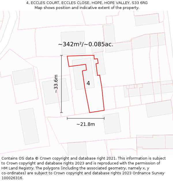 4, ECCLES COURT, ECCLES CLOSE, HOPE, HOPE VALLEY, S33 6RG: Plot and title map
