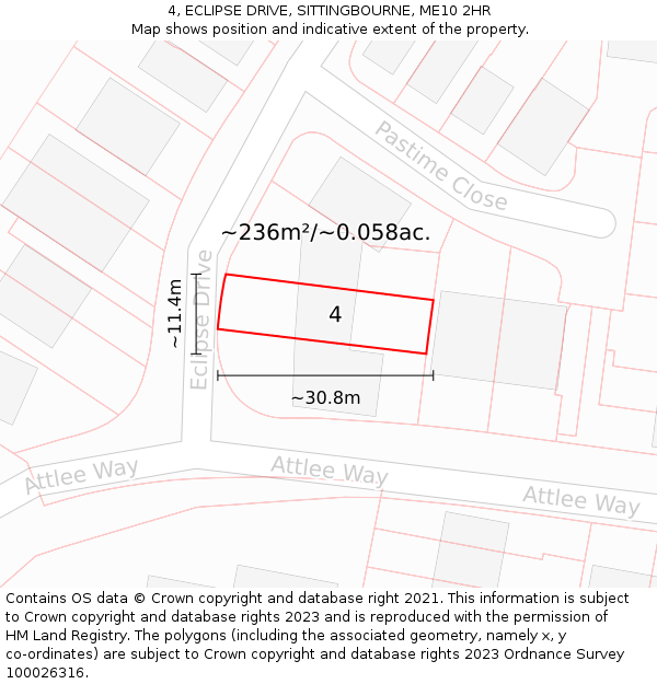 4, ECLIPSE DRIVE, SITTINGBOURNE, ME10 2HR: Plot and title map