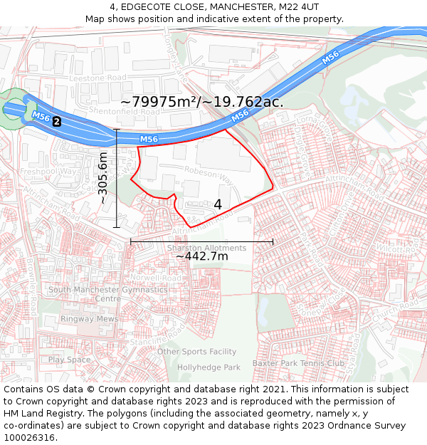 4, EDGECOTE CLOSE, MANCHESTER, M22 4UT: Plot and title map
