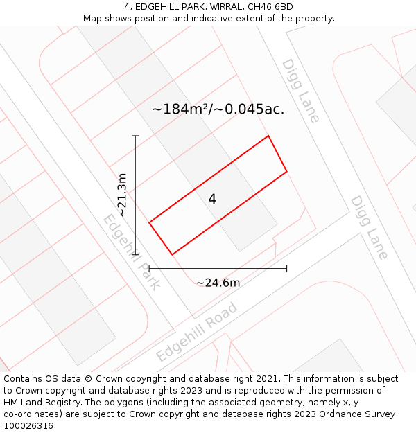 4, EDGEHILL PARK, WIRRAL, CH46 6BD: Plot and title map