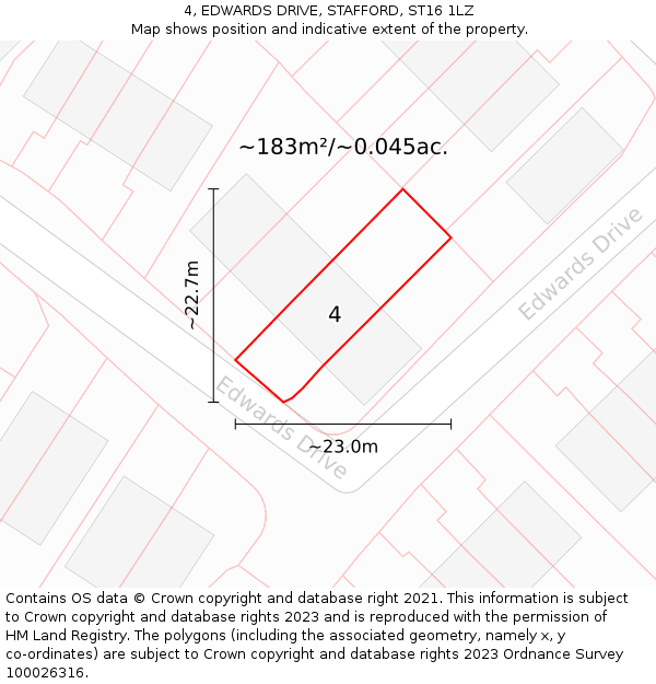 4, EDWARDS DRIVE, STAFFORD, ST16 1LZ: Plot and title map
