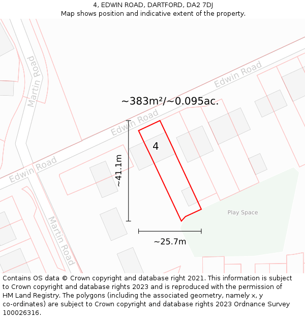 4, EDWIN ROAD, DARTFORD, DA2 7DJ: Plot and title map