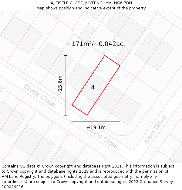 4, EISELE CLOSE, NOTTINGHAM, NG6 7BN: Plot and title map