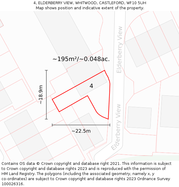 4, ELDERBERRY VIEW, WHITWOOD, CASTLEFORD, WF10 5UH: Plot and title map