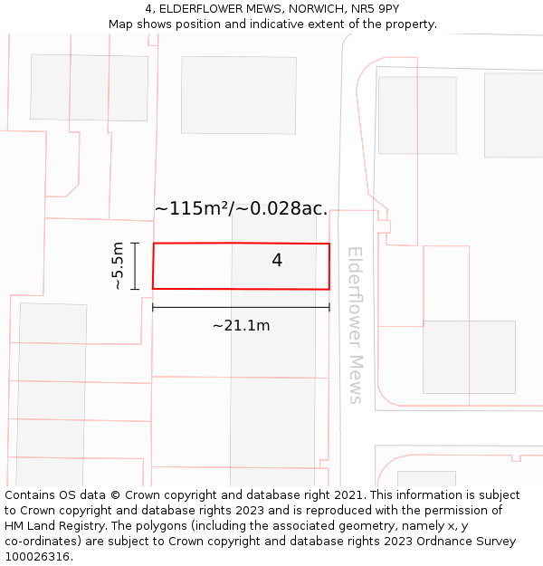4, ELDERFLOWER MEWS, NORWICH, NR5 9PY: Plot and title map