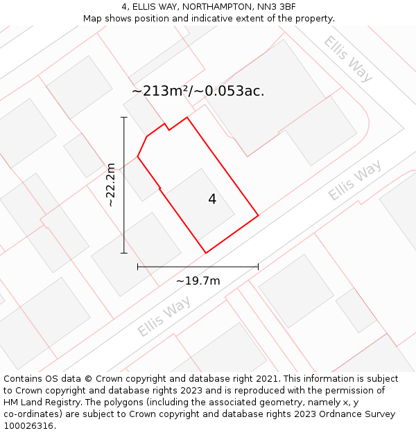 4, ELLIS WAY, NORTHAMPTON, NN3 3BF: Plot and title map