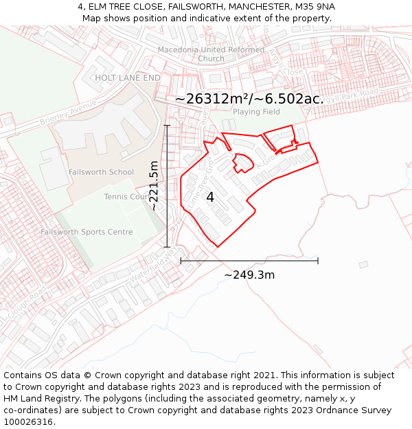 4, ELM TREE CLOSE, FAILSWORTH, MANCHESTER, M35 9NA: Plot and title map