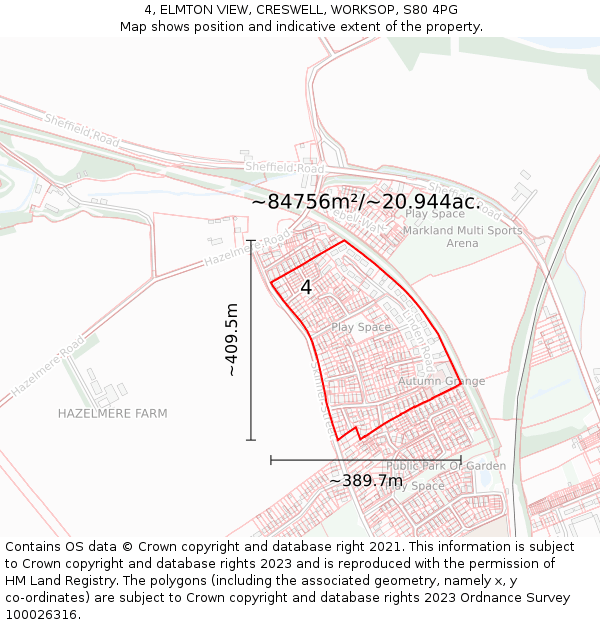 4, ELMTON VIEW, CRESWELL, WORKSOP, S80 4PG: Plot and title map