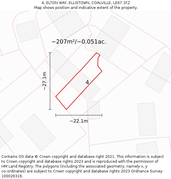 4, ELTON WAY, ELLISTOWN, COALVILLE, LE67 1FZ: Plot and title map