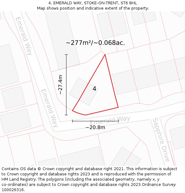 4, EMERALD WAY, STOKE-ON-TRENT, ST6 8HL: Plot and title map
