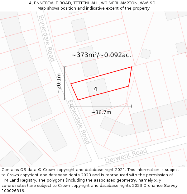 4, ENNERDALE ROAD, TETTENHALL, WOLVERHAMPTON, WV6 9DH: Plot and title map