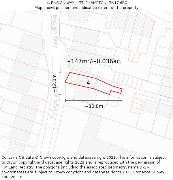 4, ENSIGN WAY, LITTLEHAMPTON, BN17 6RQ: Plot and title map