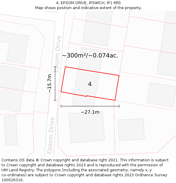 4, EPSOM DRIVE, IPSWICH, IP1 6RS: Plot and title map