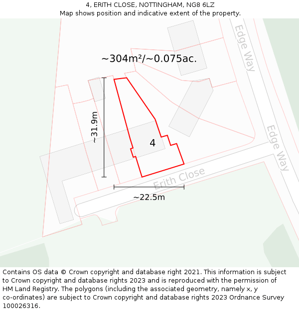 4, ERITH CLOSE, NOTTINGHAM, NG8 6LZ: Plot and title map