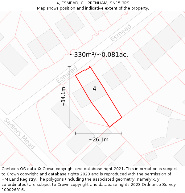 4, ESMEAD, CHIPPENHAM, SN15 3PS: Plot and title map