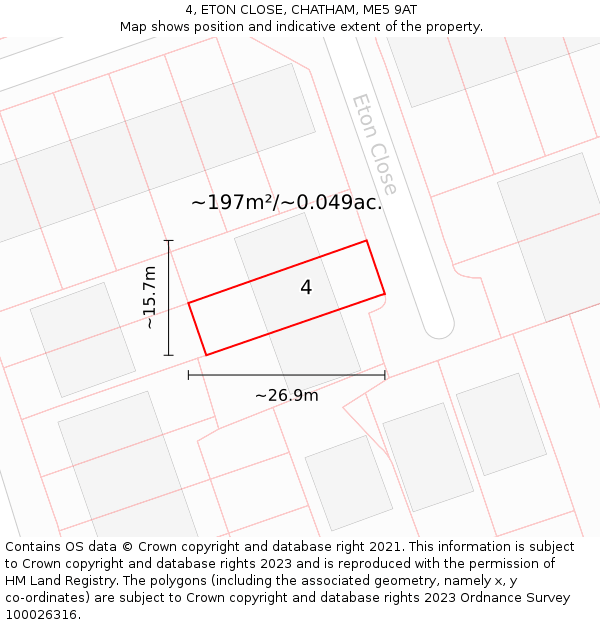 4, ETON CLOSE, CHATHAM, ME5 9AT: Plot and title map