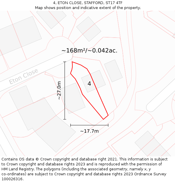 4, ETON CLOSE, STAFFORD, ST17 4TF: Plot and title map