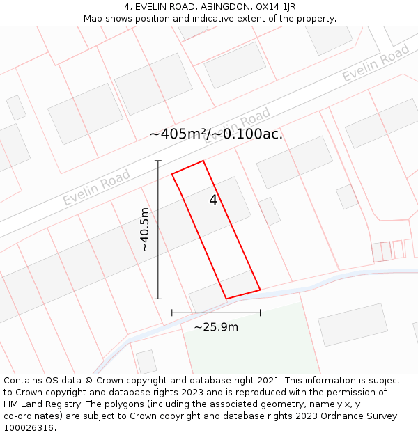4, EVELIN ROAD, ABINGDON, OX14 1JR: Plot and title map