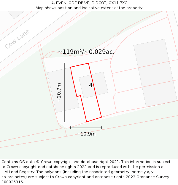 4, EVENLODE DRIVE, DIDCOT, OX11 7XG: Plot and title map
